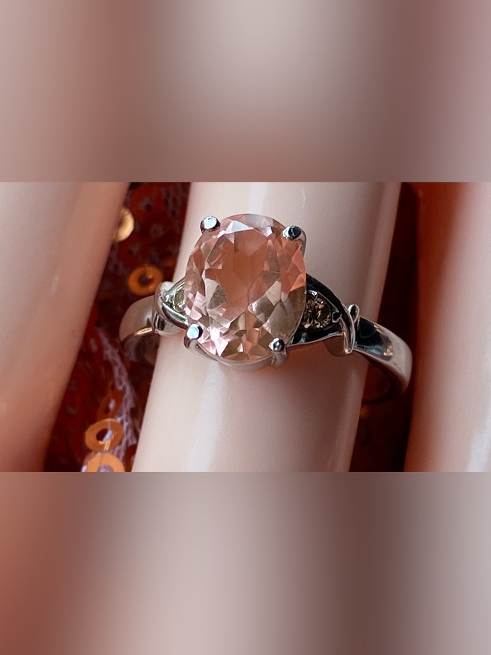 Morganique Quartz Champagne Ring-Stainless Steel-Simulated Champagne Diamonds-8